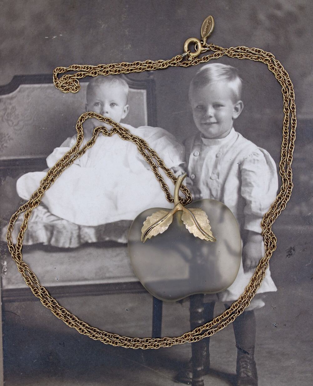 Avon Gold-tone Frosted Apple Necklace